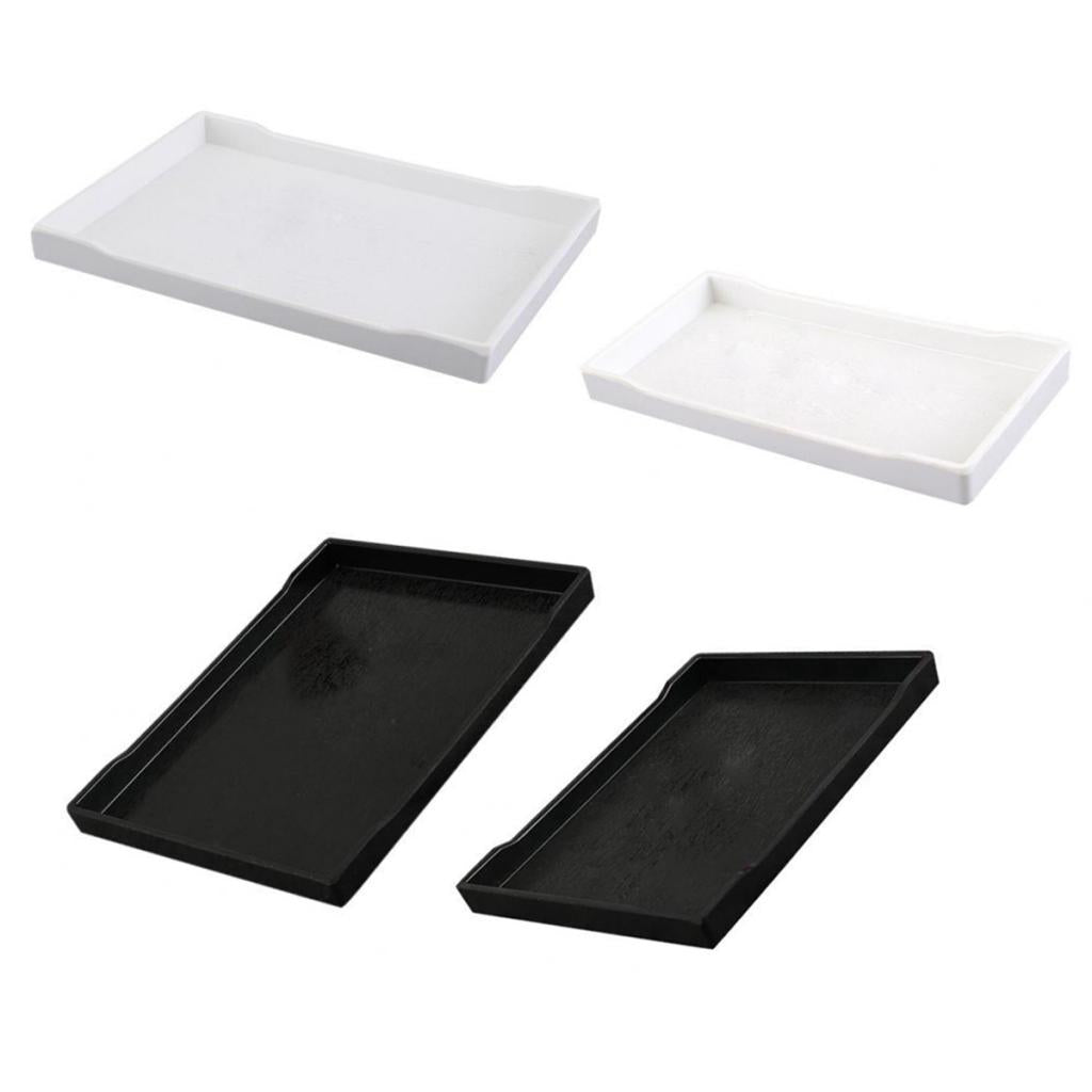 4x Melamine Hotel Serving Tray Dishes Cup Glass Cake Set 22.2cm 24.9cm
