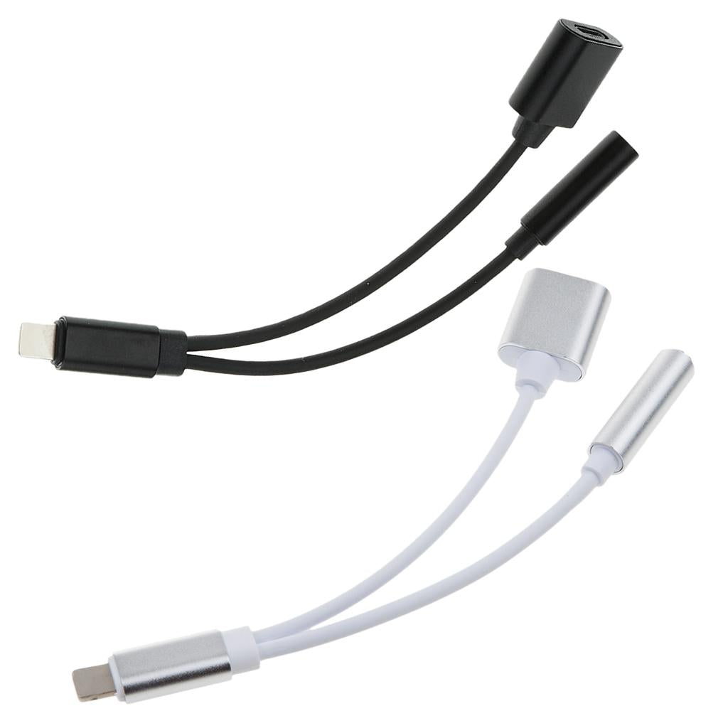 2 Pieces 3.5mm Headphone Audio Adapter Charger Cable For iPhone 7 8 Plus X