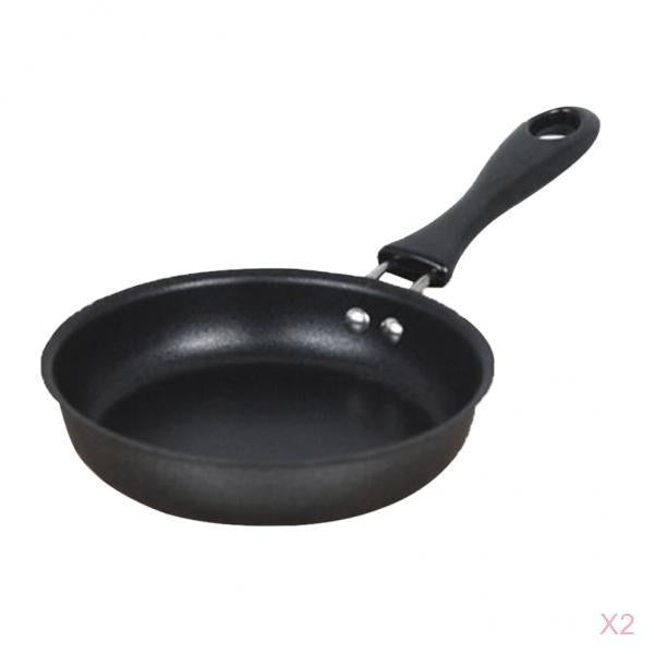 2 Pieces 12cm Mini Non-stick Round Frying Pan Egg Pan Iron Coating Cookware
