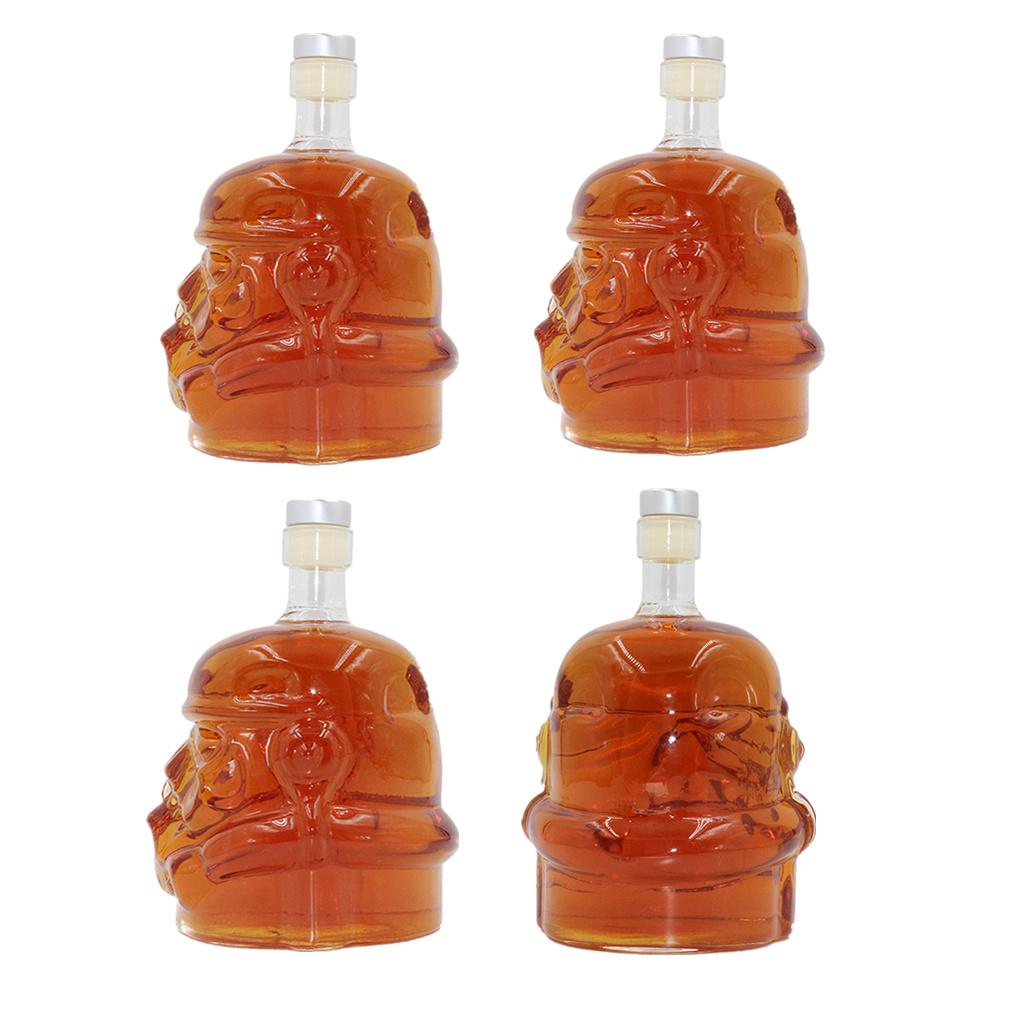 4 Pieces 650ml Clear Glass Decanter Wine Whisky Liquor Alcohol Glass Bottle
