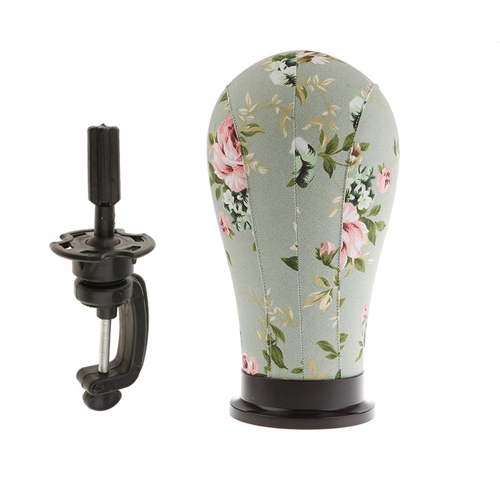 Canvas Cork Block Mannequin + Table Clamp Head Wig Making Hat Display 21 in