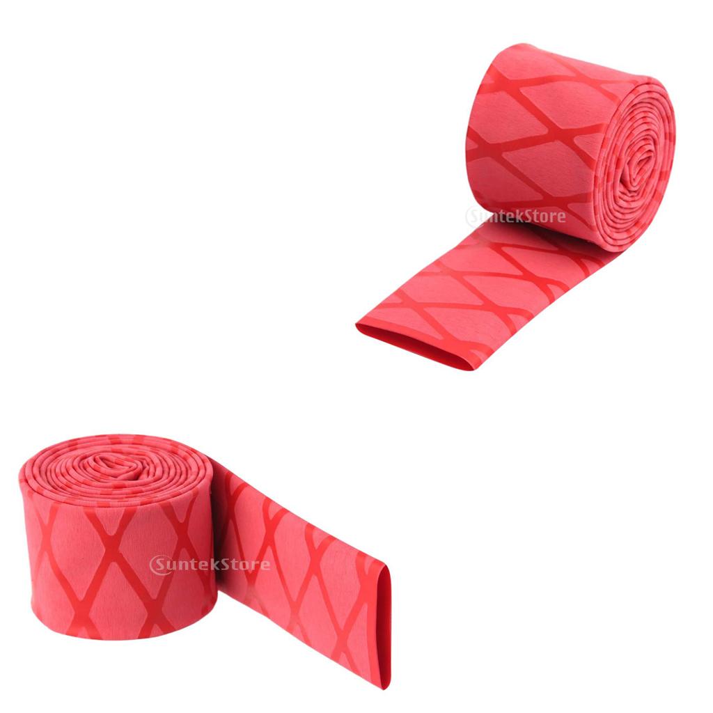 2pcs Non-Slip Heat Shrink Tubing Grip Fishing Rod Racket Handle Sleeves Red