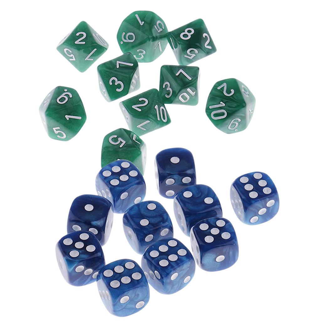 20 Pieces Plastic Spot Digital Dice D6 D10 for Party Bar Game Accessory