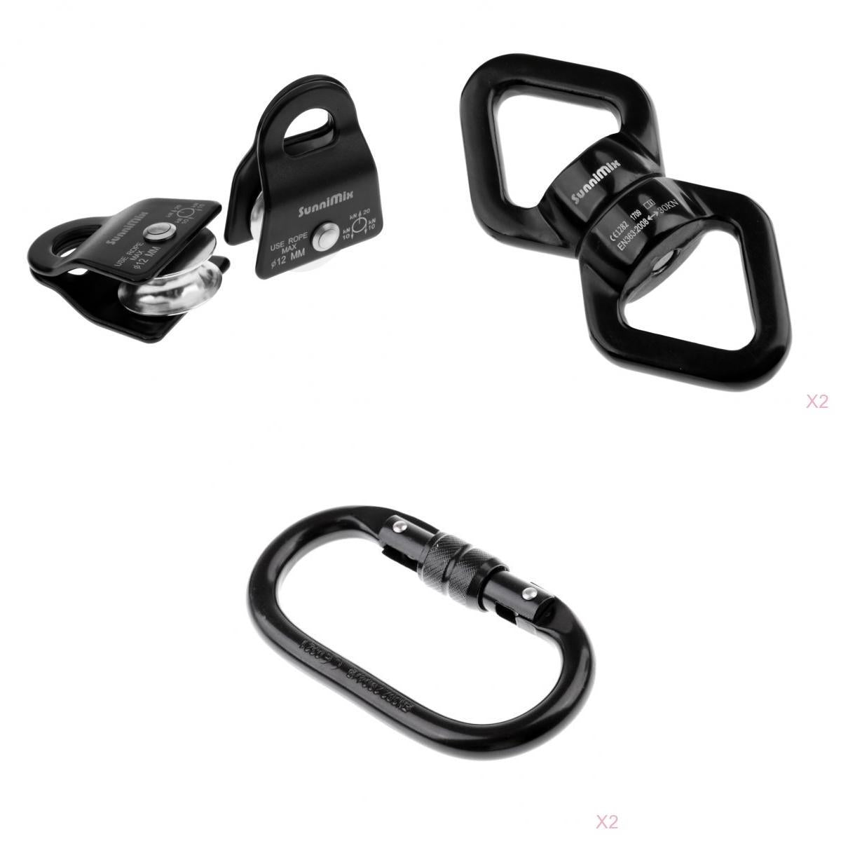 Climbing Aerial Dance 2 Swivel Rope Connector with 2 Pulley and 2 Carabiner