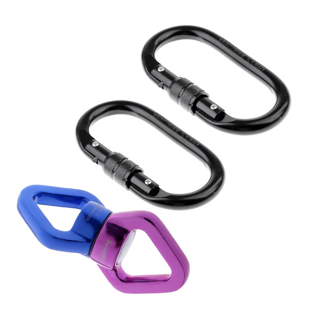 30KN Swivel Rope Connector with 2 Carabiner for Rock Climbing Aerial Dance
