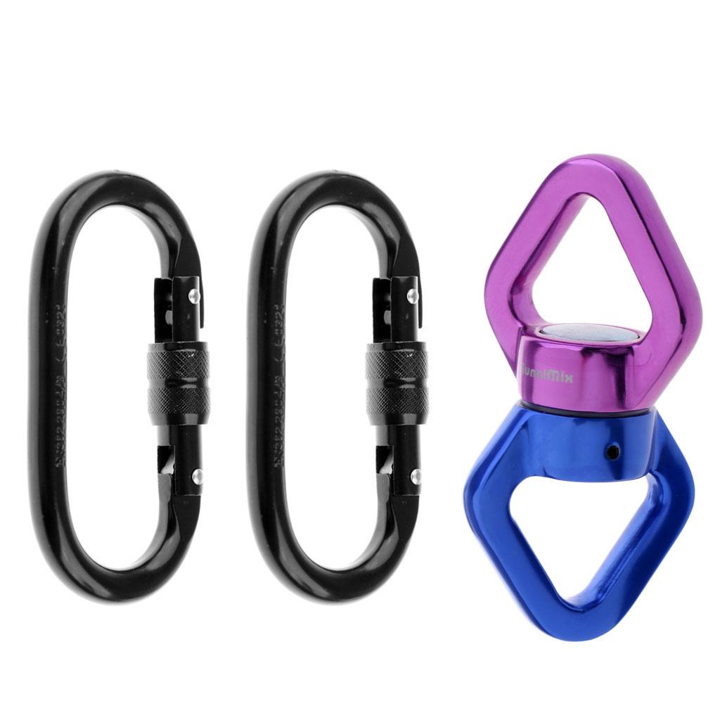 30KN Swivel Rope Connector with 2 Carabiner for Rock Climbing Aerial Dance
