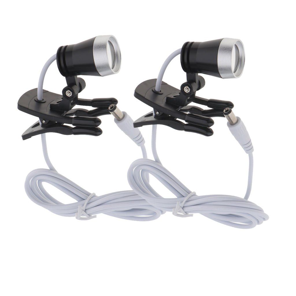2 Pieces Clip Clamp LED Head Light Lamp for Dental Binocular Loupes Glasses