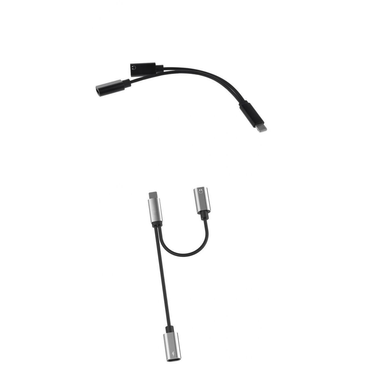 2 Pieces Protable Double Jack Headphone Audio Charging Adapter for iPhone