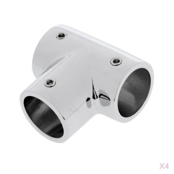 4 Pieces 25mm Boat Handrail Fittings 90 Degree Tee - 316 Stainless Steel