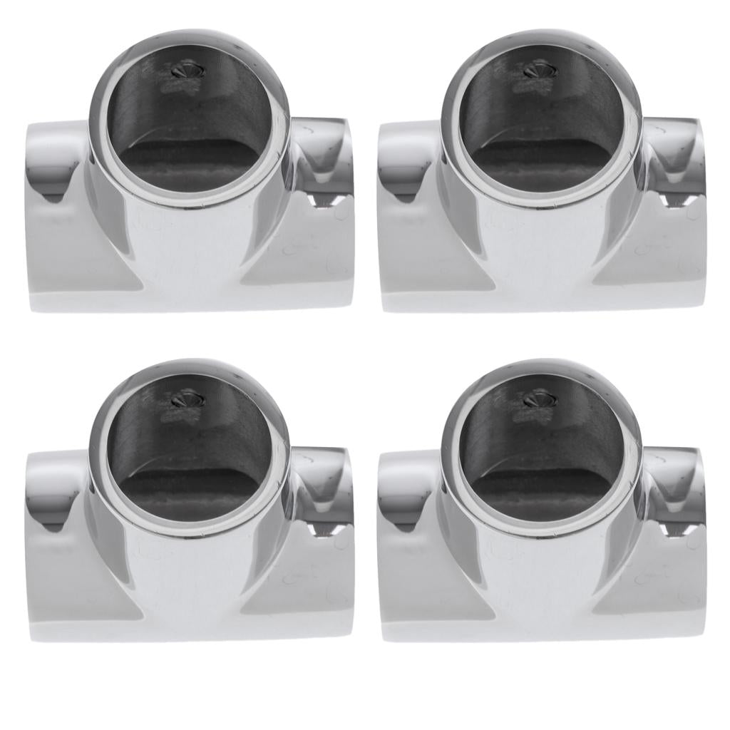 4 Pieces 25mm Boat Handrail Fittings 90 Degree Tee - 316 Stainless Steel