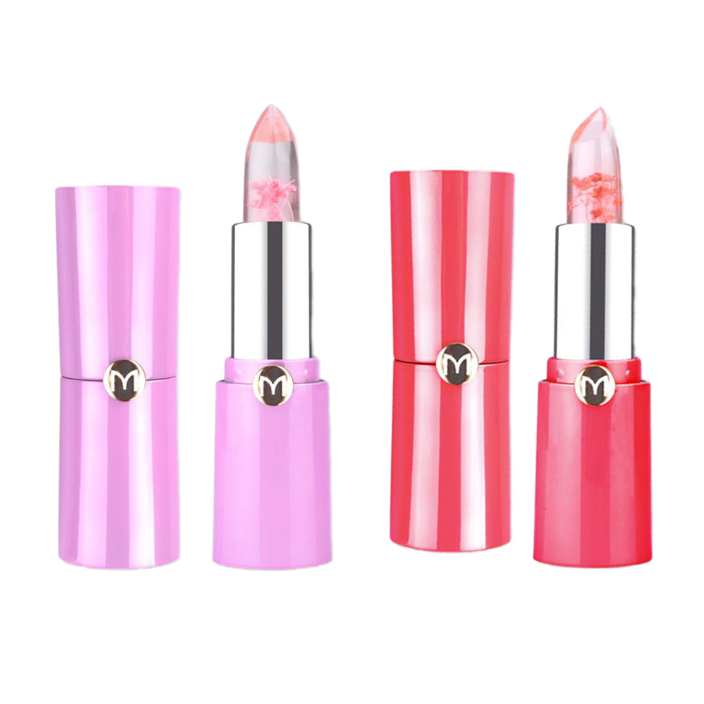 Clear Jelly Temperature Change Color Lipstick Flower Inside Pink Shade #2#3