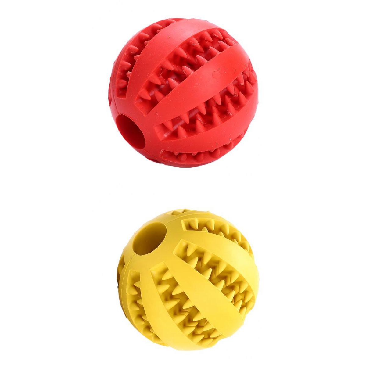 2PCS 7cm Rubber Ball Chew Treat Cleaning Pet Dog Training Teeth Toy