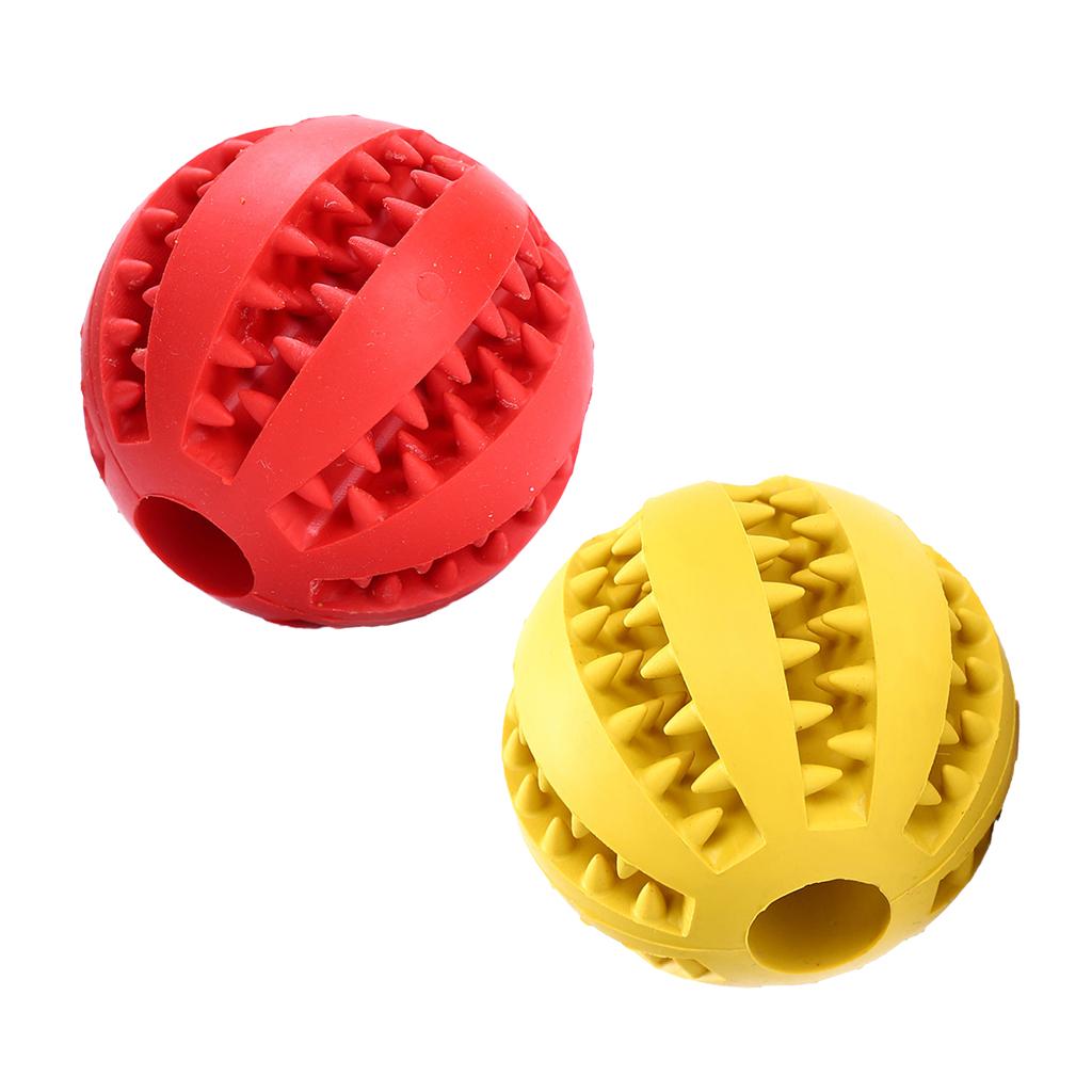 2PCS 7cm Rubber Ball Chew Treat Cleaning Pet Dog Training Teeth Toy