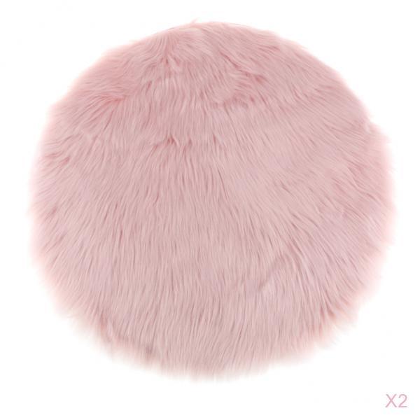 2 Artificial Sheepskin Rug Home Floor Mat Carpet Seat Cushion Pink