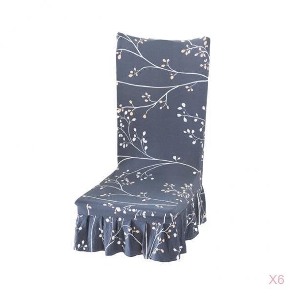 6 Pieces Stretch Spandex Dining Room Chair Cover Slipcover Protector Decor