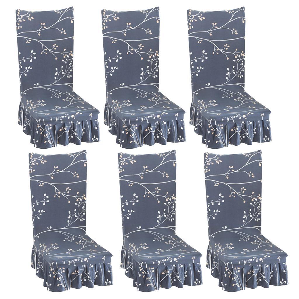 6 Pieces Stretch Spandex Dining Room Chair Cover Slipcover Protector Decor