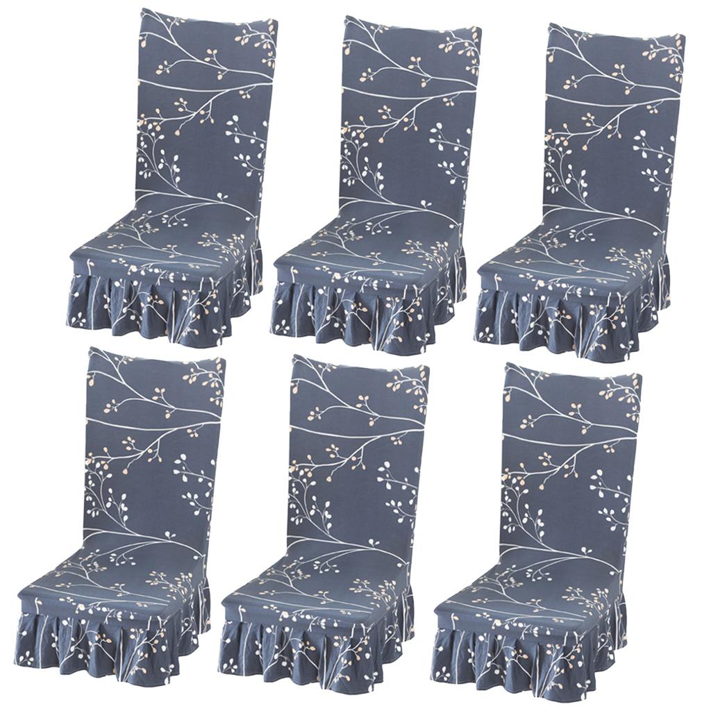 6 Pieces Stretch Spandex Dining Room Chair Cover Slipcover Protector Decor