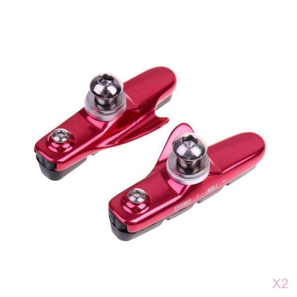 4Pcs Road Bike BRAKE BLOCKS Pads Shoes Fixed Gear Bicycle Rubber Holder Red