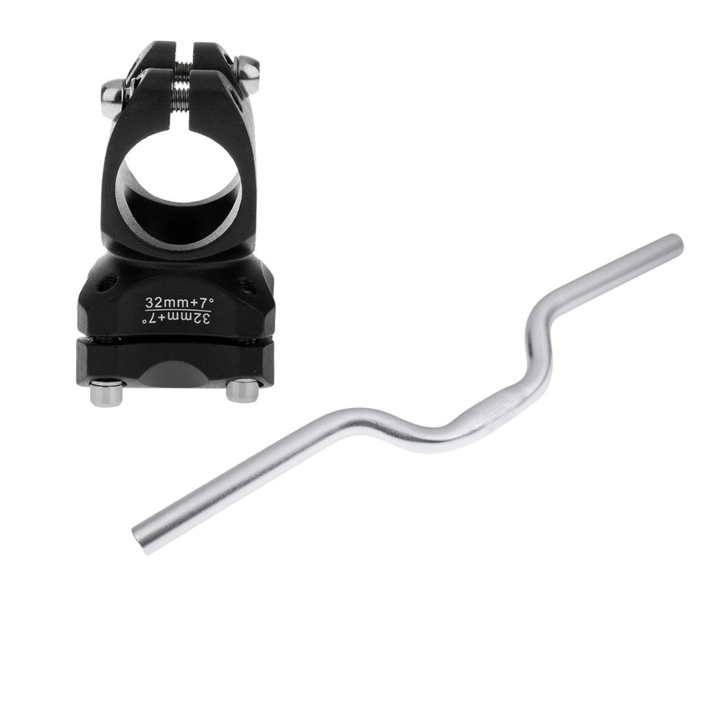 Bicycle Handlebar Cycling Bike Riser Bar 25.4mm + Bike Handlebar Stem 25.4mm