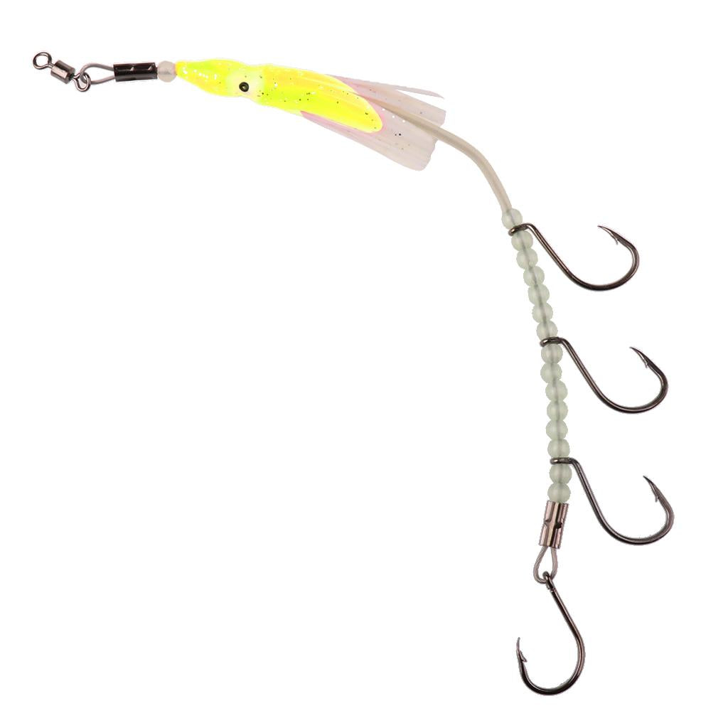 4x Fish Hooks Flasher Rig Saltwater Fishing Hooks Luminous Multicolor Random