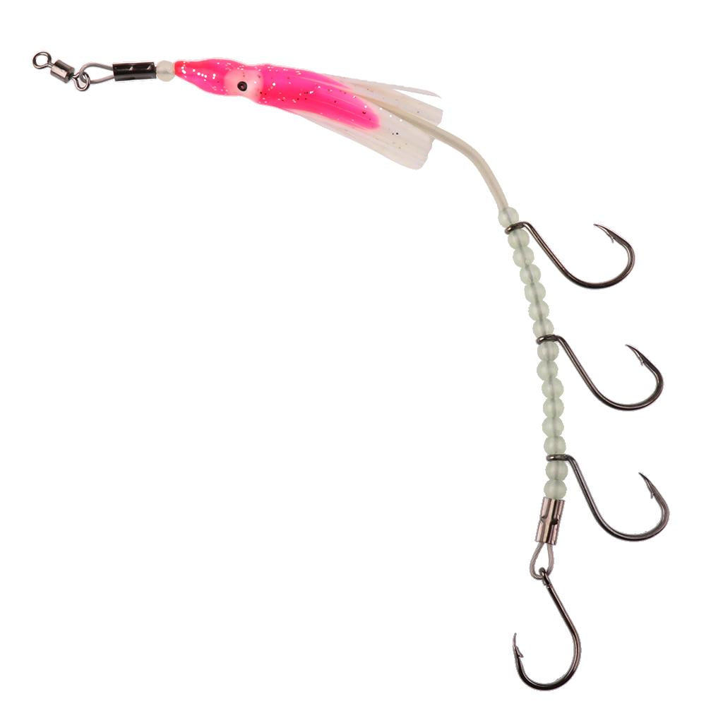4x Fish Hooks Flasher Rig Saltwater Fishing Hooks Luminous Multicolor Random