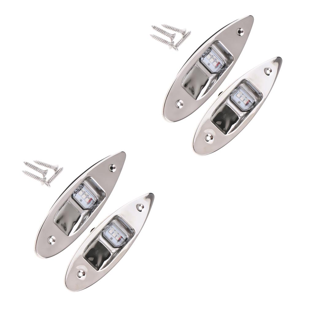 4pcs Red & Green Marine Boat LED Side Navigation Light Flush Mount Side Lamp