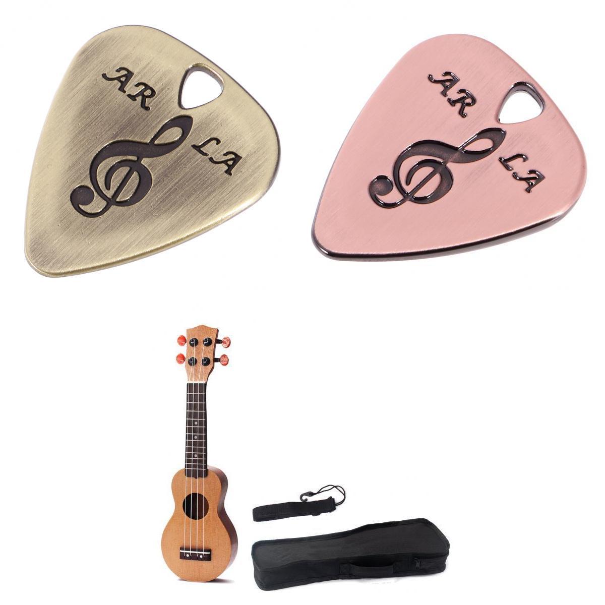 17inch Pocket Ukulele Travel Hawaii 4 Strings Guitar+Metal Guitar Picks