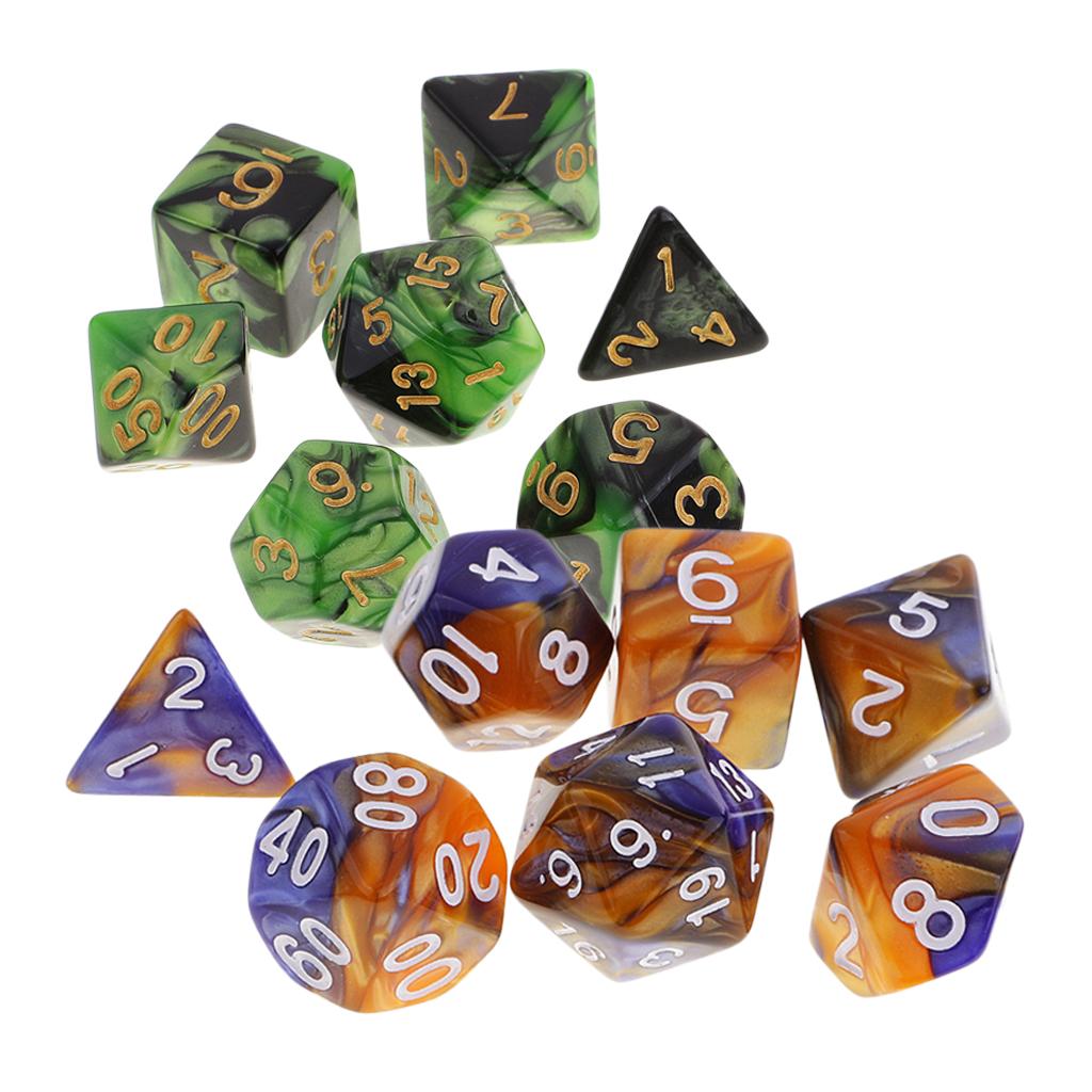 14 Pieces Polyhedral Dices Set for Dungeons and Dragons RPG Board Games