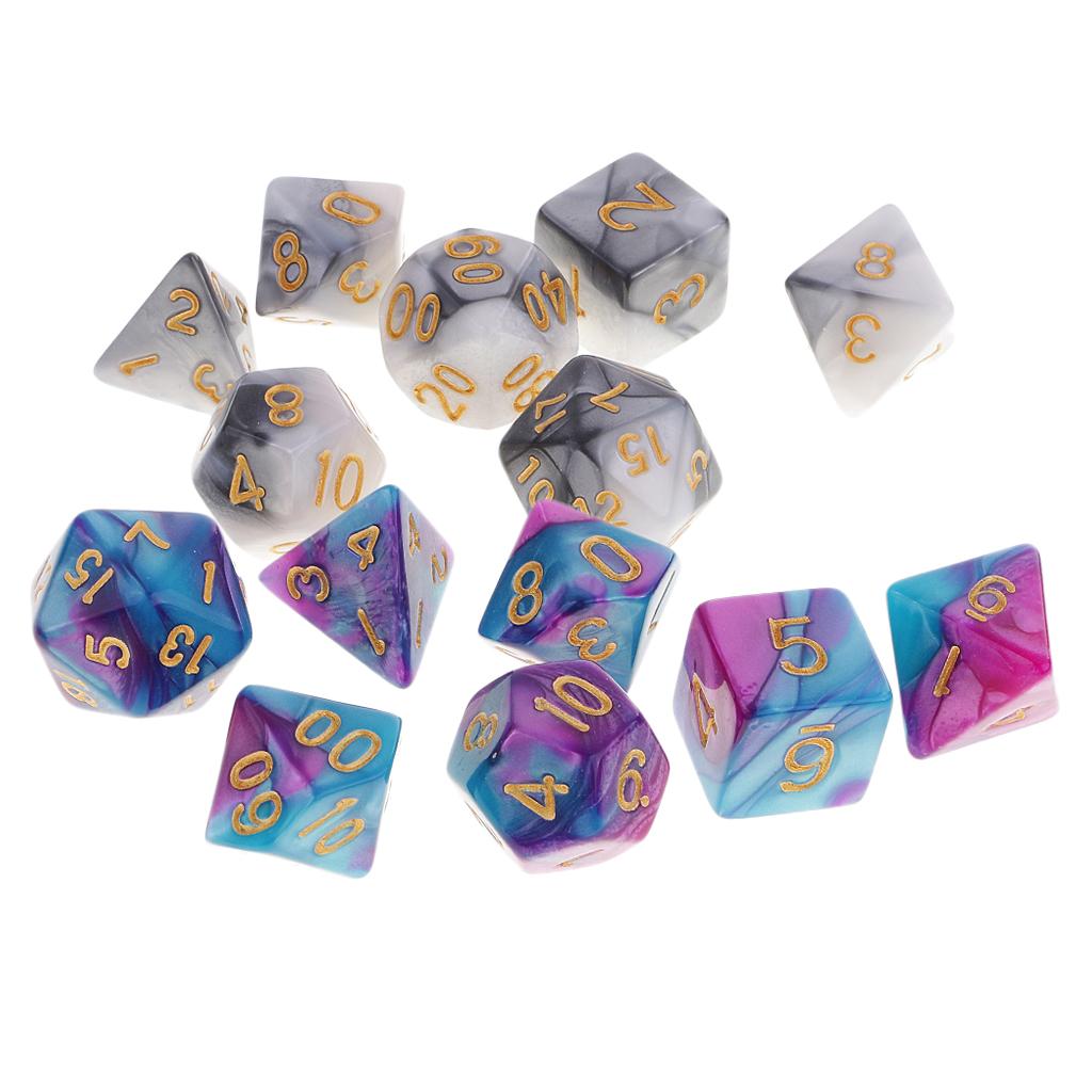14 Pieces Polyhedral Dice Set for Dungeons and Dragons TRPG Board Games