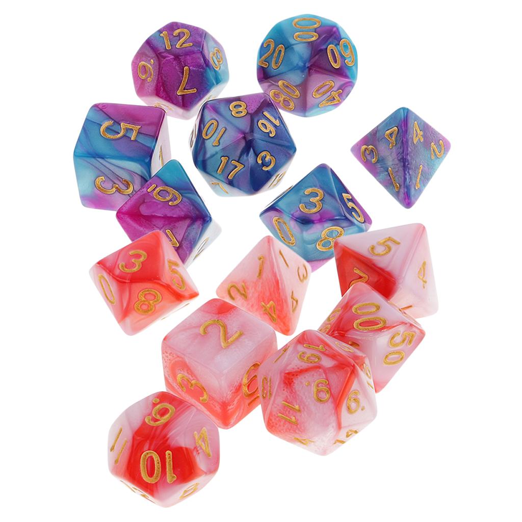 14 Pieces Polyhedral Dices for TRPG Board Games Toy