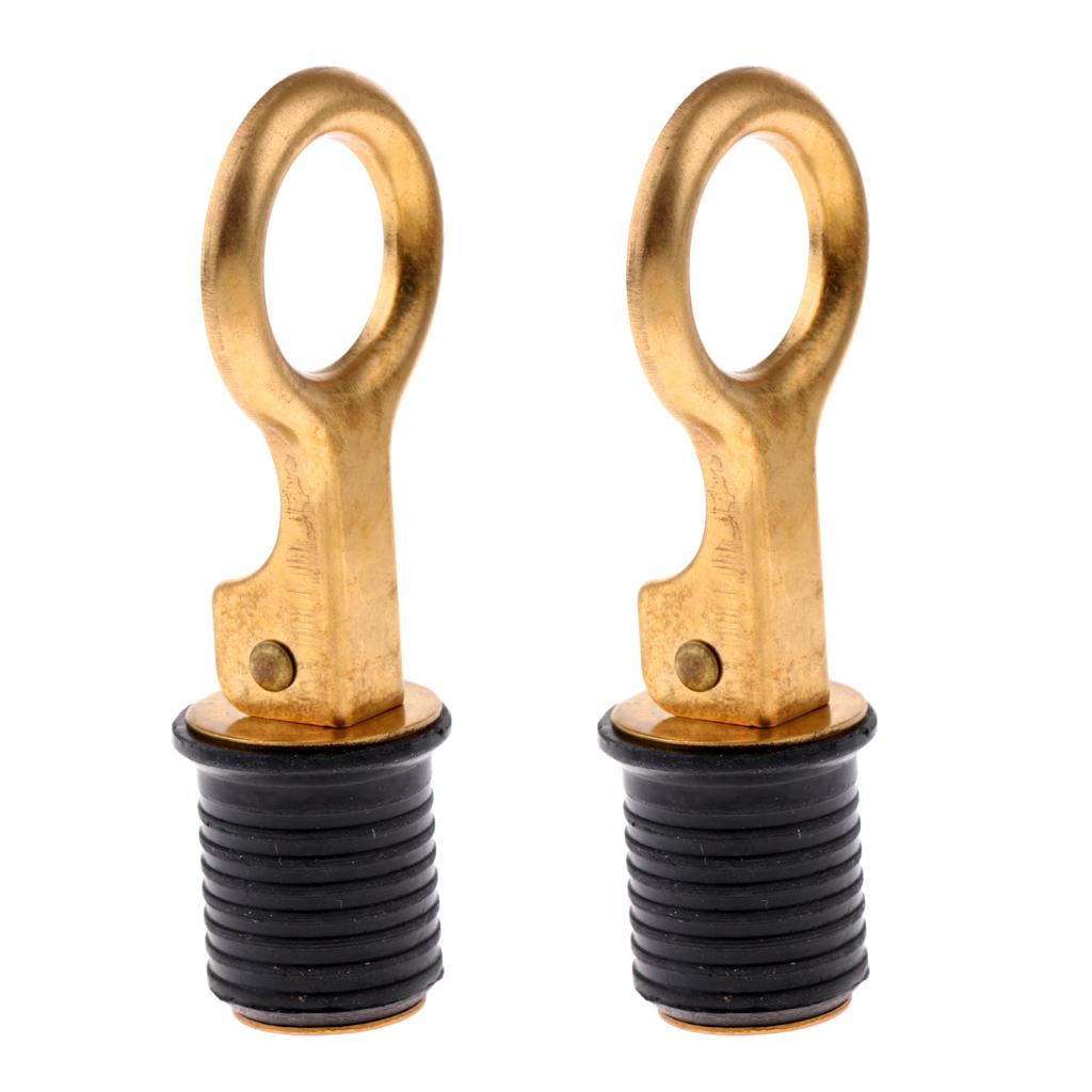 2 Pieces Brass Snap Flip Style Boat Bailer Livewell Hull Drain Plug Fittings