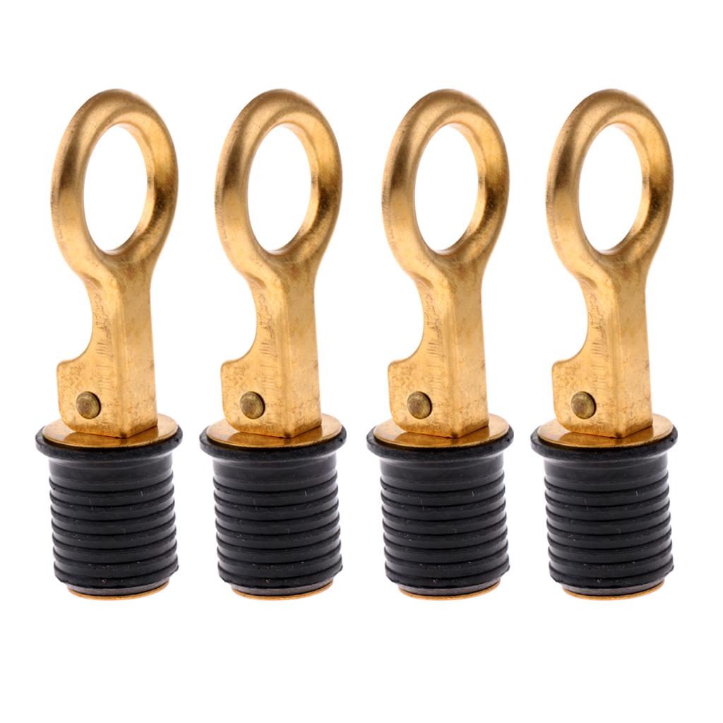 4 Pieces Brass Snap Flip Style Boat Bailer Livewell Hull Drain Plug Fittings