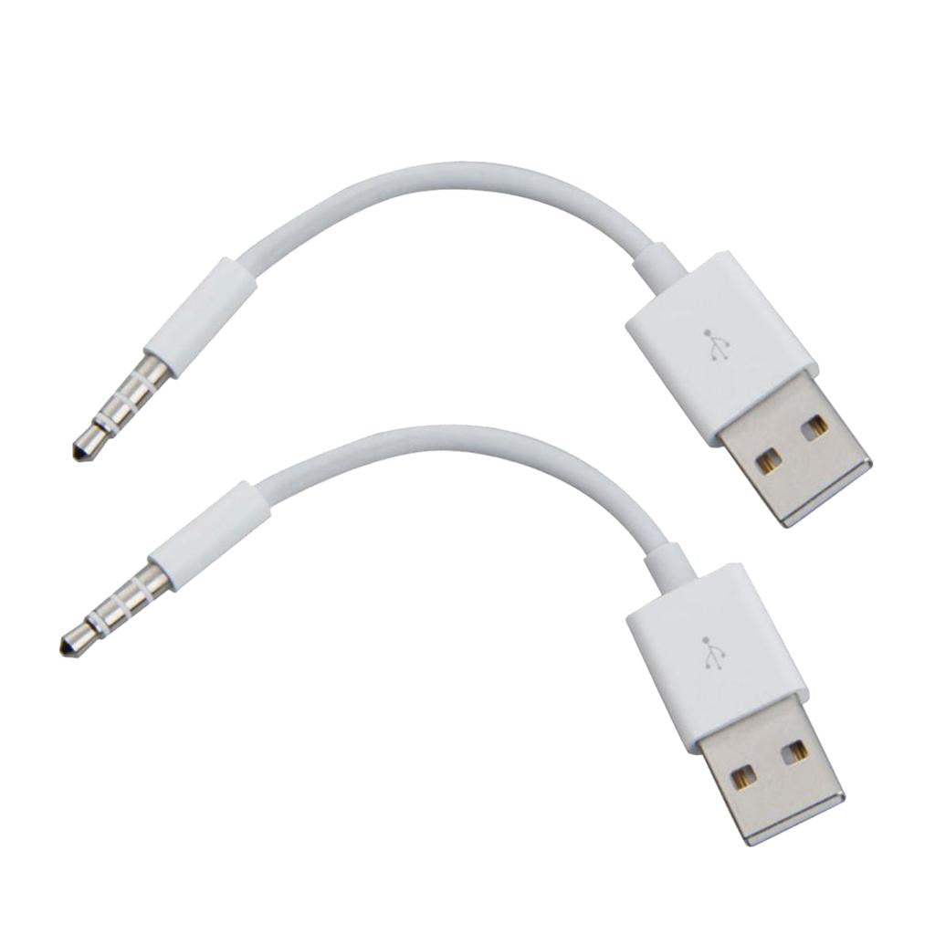2 Pieces 3.5mm Male to USB 2.0 Male MP3 AUX Audio Plug Converter Cable 0.15m