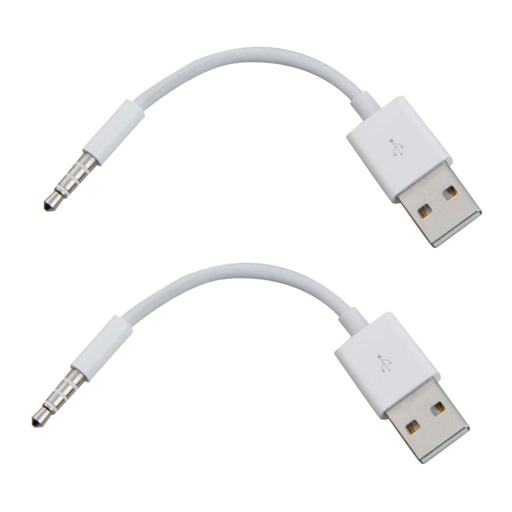 2 Pieces 3.5mm Male to USB 2.0 Male MP3 AUX Audio Plug Converter Cable 0.15m