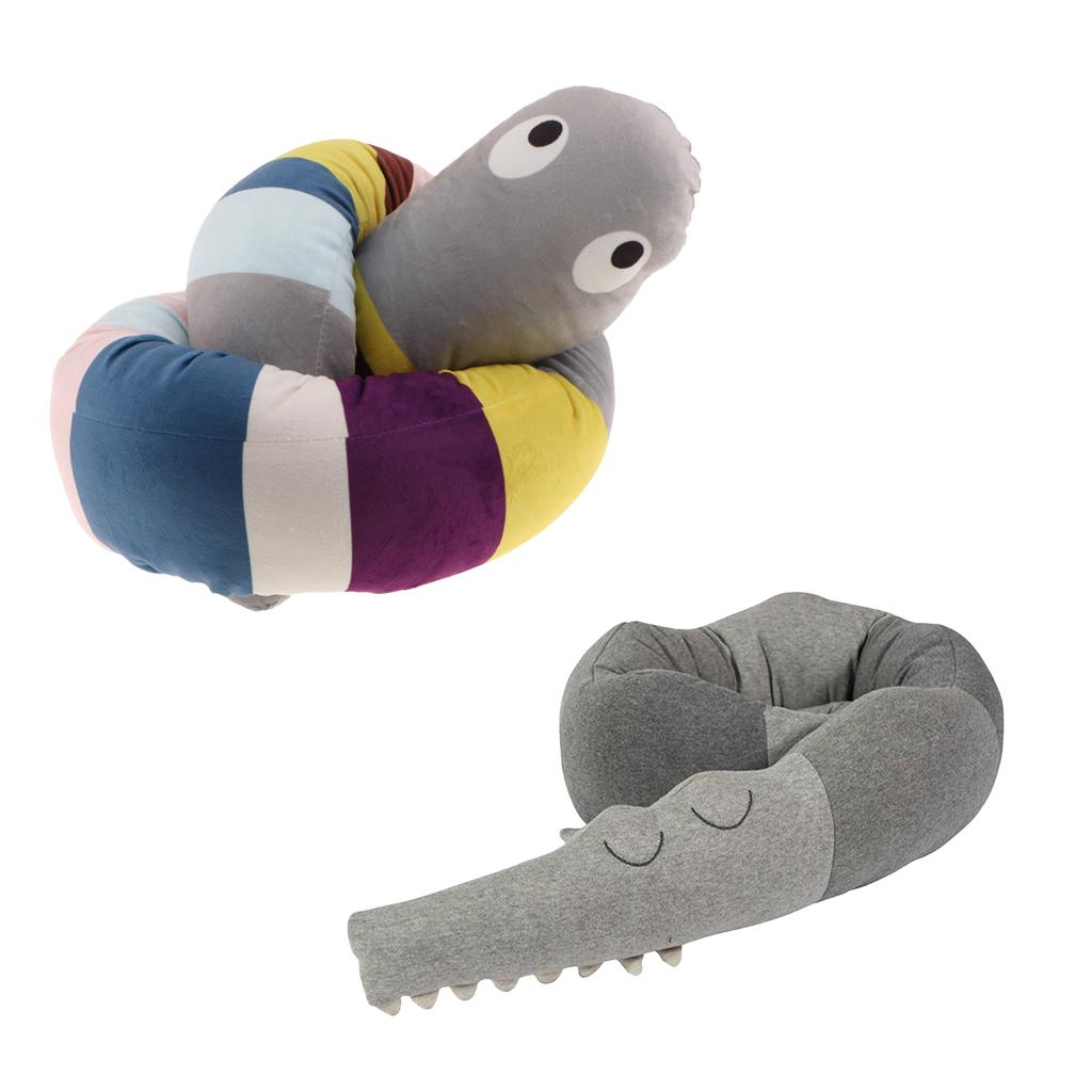 2Pcs Plush Back Cushion Strip Bolster Throw Pillow Props for Baby Appeasing