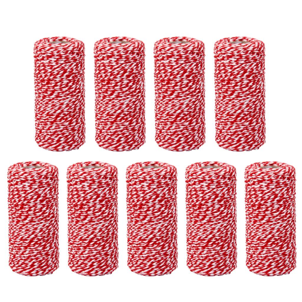 9 Rolls 100M Xmas Gift Cotton Rope Ribbon Twine Rope Cord String Red