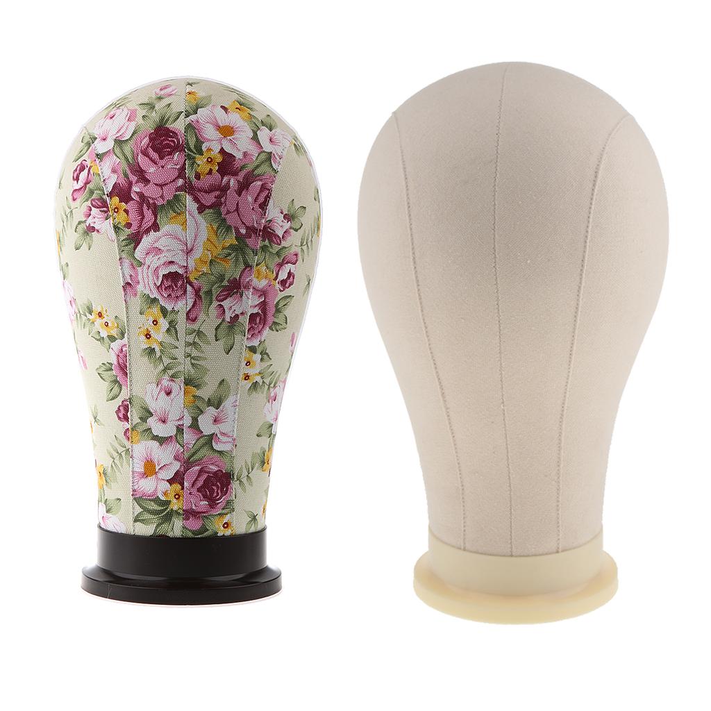 2 Pieces Mannequin Cork Head Canvas Block Wig Making Display Holder 21 23""