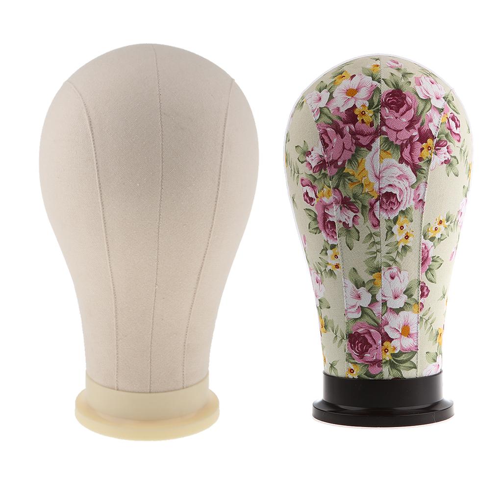 2 Pieces Mannequin Cork Head Canvas Block Wig Making Display Holder 21 23""