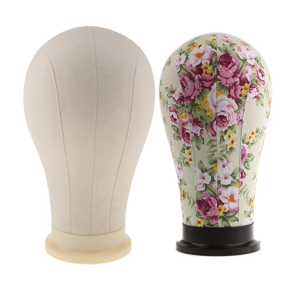 2 Pieces Mannequin Cork Head Canvas Block Wig Making Display Holder 21 23""