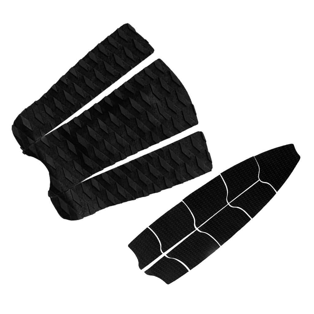 9 Pieces Black Surfboard Full Deck Traction Pad with 3 Pieces Tail Pad Grip
