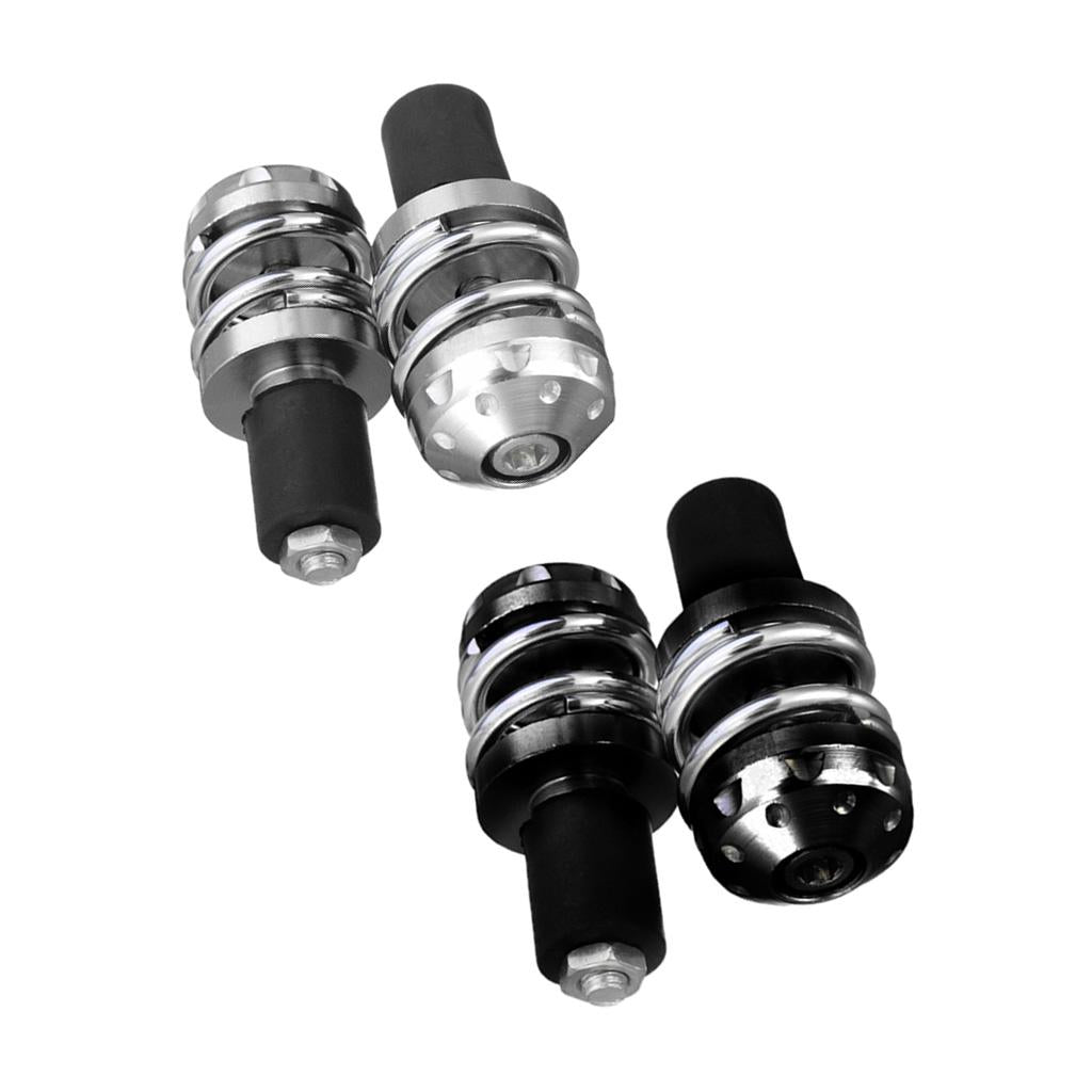 1 Motorcycle Anti Vibration Handle Bar End Plug Grip End Cap Black&Silver"