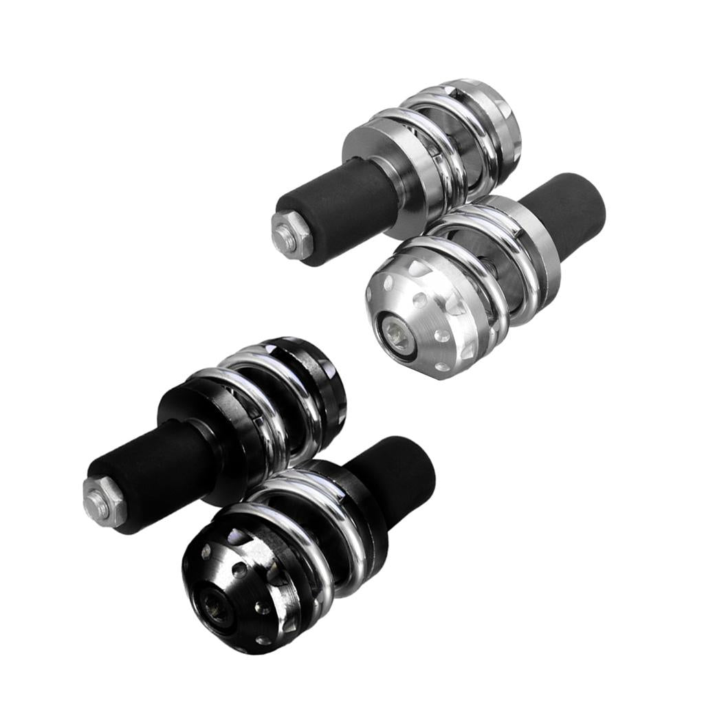 1 Motorcycle Anti Vibration Handle Bar End Plug Grip End Cap Black&Silver"