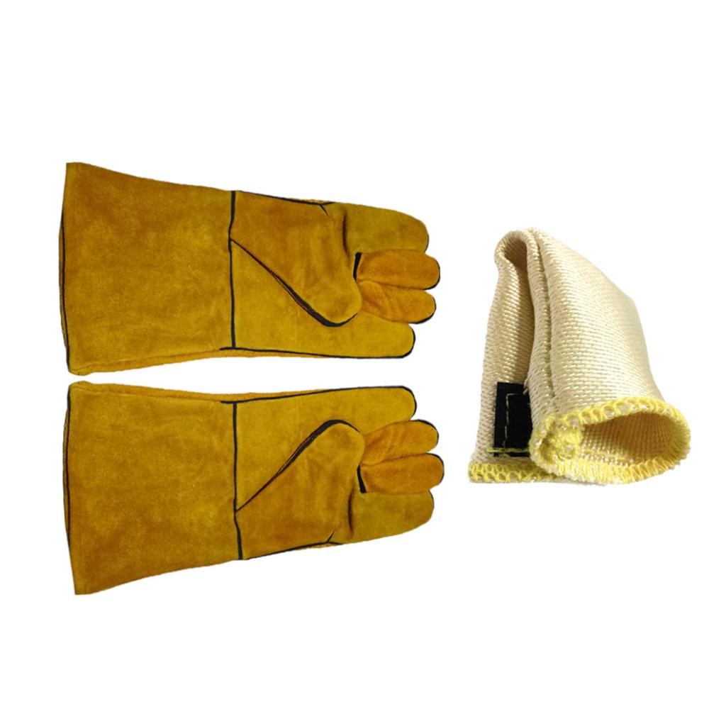 1 Pair Protective Welding Gloves Cover Fire Resistant with