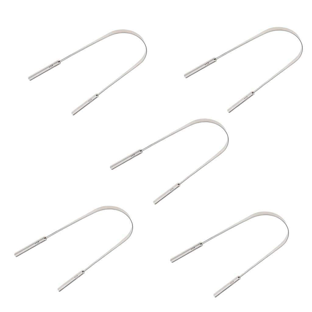 5pcs Stainless Tongue Cleaner Scraper Oral Hygiene Care Bad Breath Sweeper
