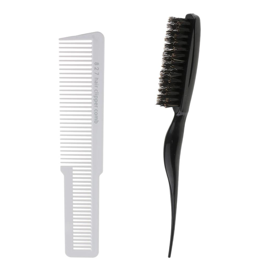 2x Salon Barber Flat Top Stylist Hair Teasing Styling Brush 3 Rows Back Comb