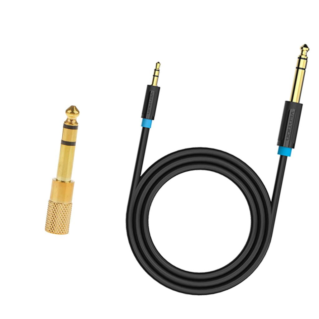 6.5 to 3.5 Adapter Plug Jack& 6.5/6.35mm to 3.5mm Aux Cable Male to Male