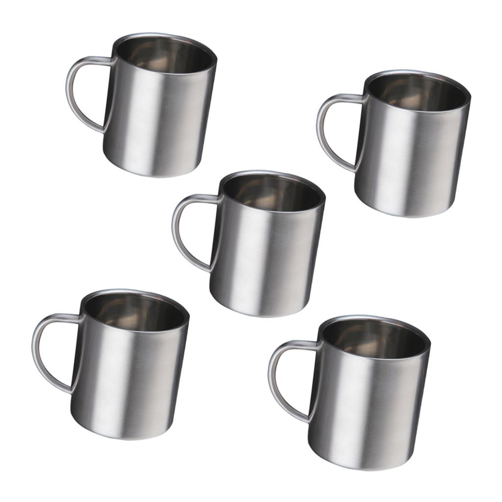 5pcs Stainless Steel Double Wall Insulated Mug Cup Coffee Beer Tea Mug 300ml