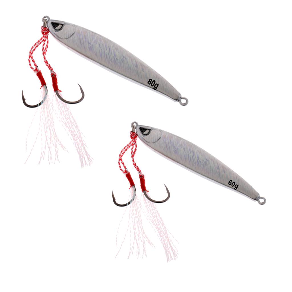 2Pcs Fishing Lure Lead Fish Metal Jigging Wobbler Crankbaits Baits 60g 80g