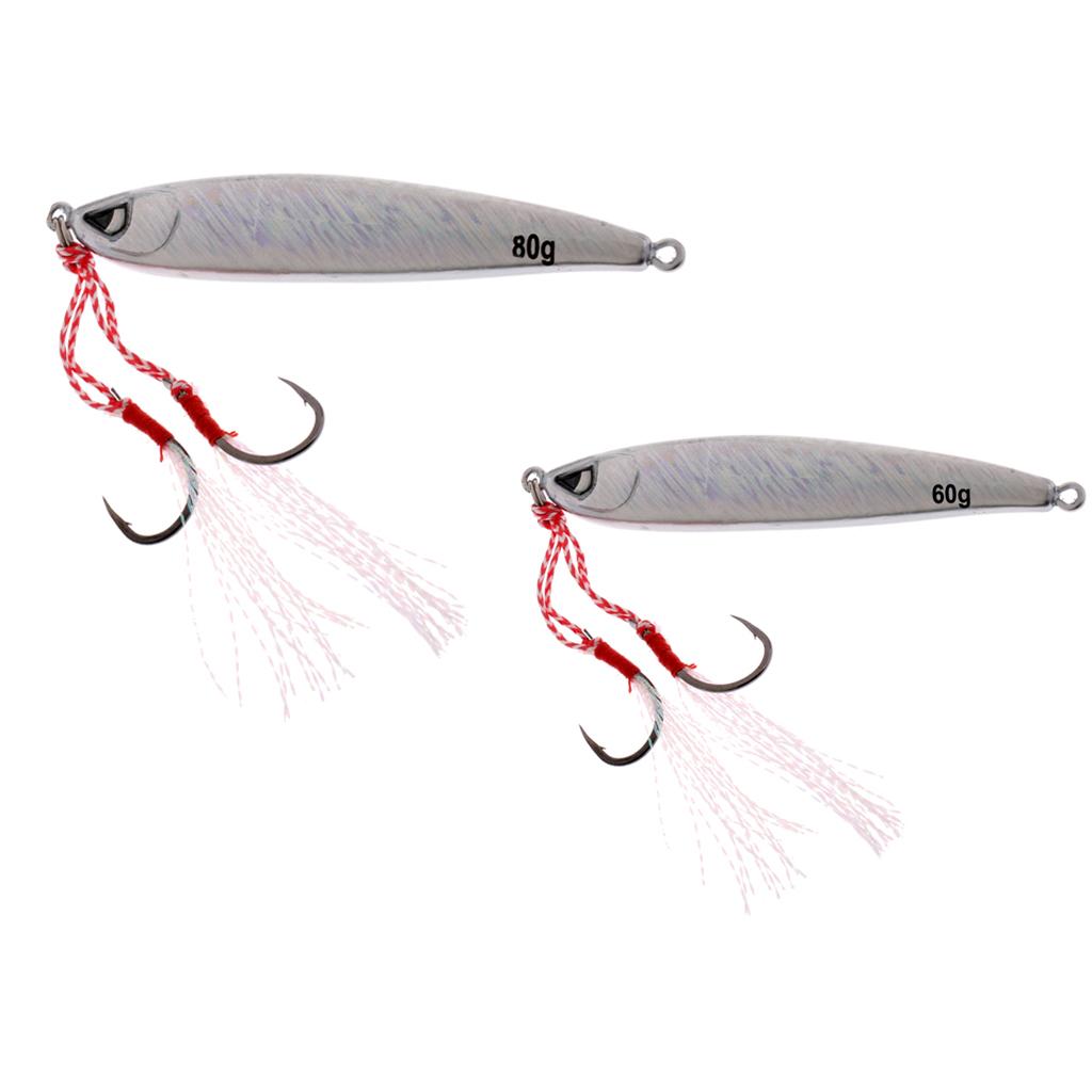 2Pcs Fishing Lure Lead Fish Metal Jigging Wobbler Crankbaits Baits 60g 80g