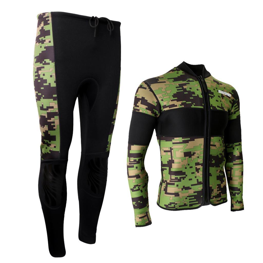 2.5mm Neoprene Scuba Diving Wetsuit Top Snorkel Surf Jacket with Pants S